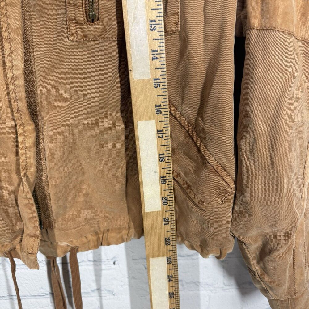 Young Fabulous & Broke Women's Tencel Utility Jacket M Brown Cropped Safari Zip - Picture 5 of 10